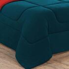 Edredom Malha 1 Peça Solteiro - Azul Petróleo/vermelho