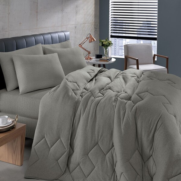 Edredom Malha Casal Buettner 100% Algodão Basic Liso Bege