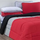 Edredom Malha Urbano 1 Peça King Vermelho/mescla/preto