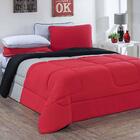 Edredom Malha Urbano 1 Peça King Vermelho/mescla/preto