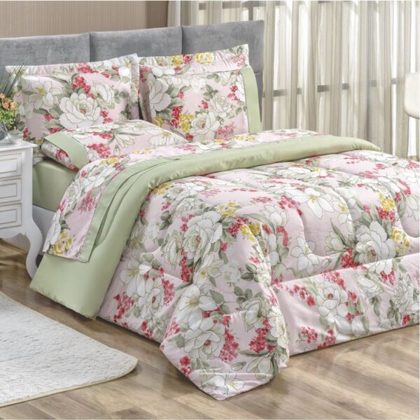 Edredom Naturallys King Dupla Face - Kylli Verde Claro - 100%