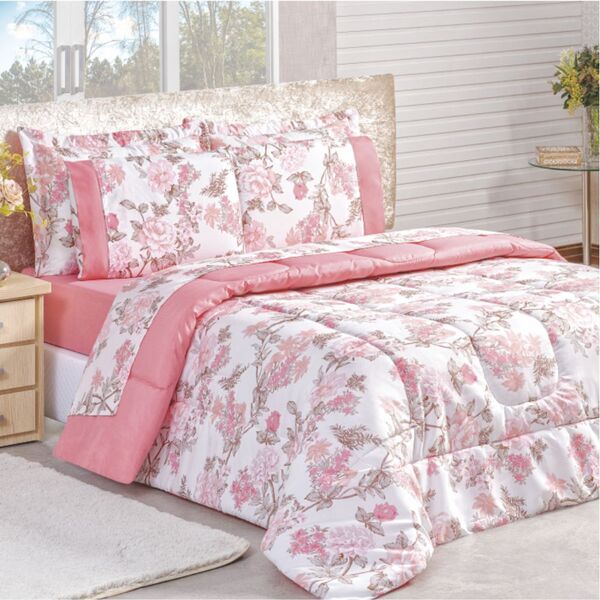 Edredom Naturallys Super King Dupla Face - Serene Rosa - 100%