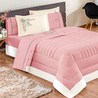 Edredom Outono Queen Rosê Bordado + Jogo De Cama - 7 Peças