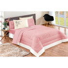 Edredom Outono Queen Rosê Bordado + Jogo De Cama - 7 Peças