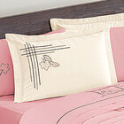 Edredom Outono Queen Rosê Bordado + Jogo De Cama - 7 Peças