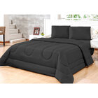 Edredom Preto Liso Clássico Queen Size 2,40m X 2,20m Tecido 1