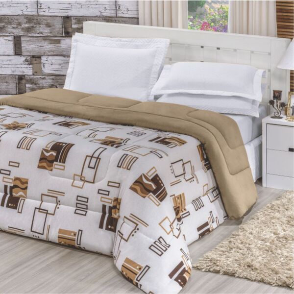 Edredom Quality King Malha 100% Algodão Dupla Face - Avelã -