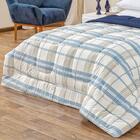 Edredom Quality Xadrez Azul Malha 100% Algodão Casal Dupla Fa