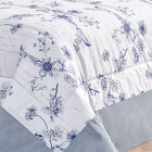 Edredom Queen Azul 3 Peças Floral Azul Percal 180 Fios 2,60m