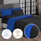 Edredom Queen Azul E Preto + Jogo De Lençol 06 Peças Aconcheg