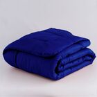 Edredom Queen Azul Marino + Jogo De Lençol 06 Peças Aconchego