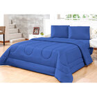 Edredom Queen Azul Size Liso Clássico  2,40m X 2,20m Tecido M