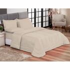 Edredom Queen Bege + Jogo De Lençol 06 Peças Aconchego Dupla