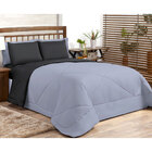 Edredom Queen Cinza / Preto Dupla Face Avulso 2,40m X 2,20m