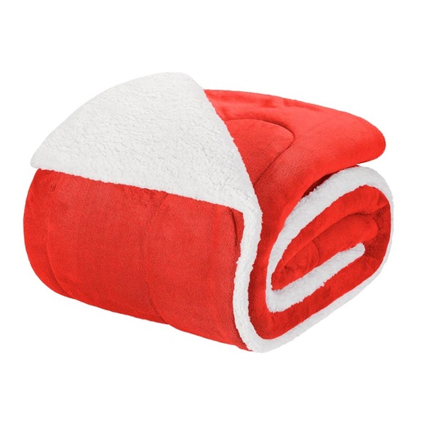 Edredom Queen Coberdrom Noruega Sherpa/mantinha 1 Peça - Verm