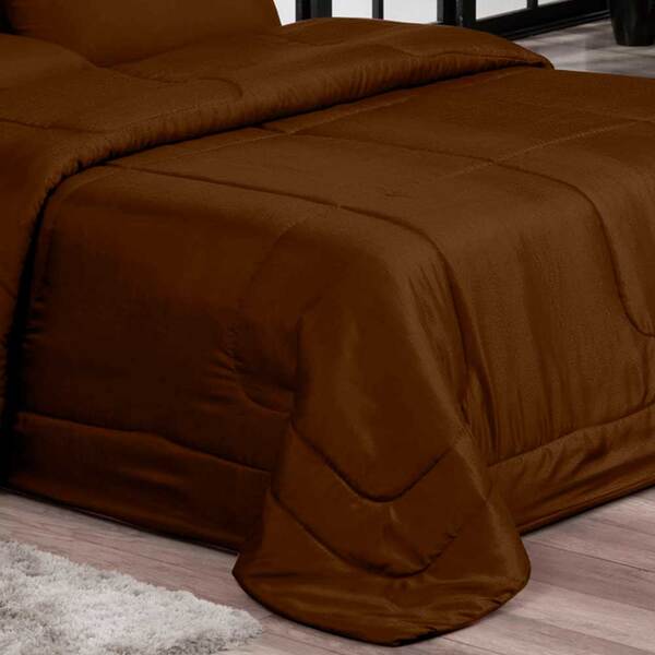 Edredom Queen Marrom Aconchego Dupla Face 2,4 X 2,1 Metros Ca
