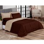 Edredom Queen Marrom E Bege + Jogo De Lençol 06 Peças Aconche