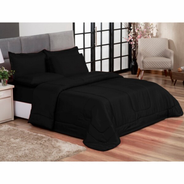 Edredom Queen Preto Aconchego Dupla Face 2,4 X 2,1 Metros Cas