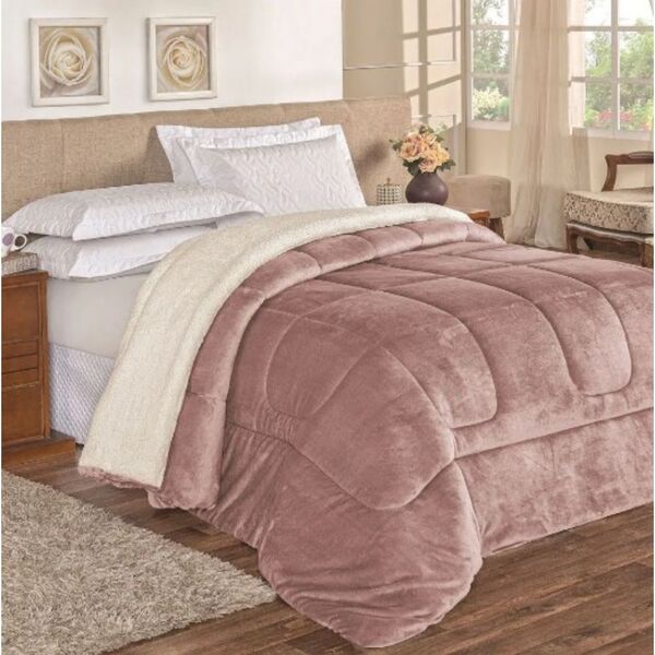 Edredom Queen Size Rose Malha 100% Algodão Antialergico