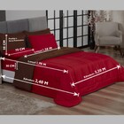 Edredom Queen Vermelho E Marrom + Jogo De Lençol 06 Peças Aco