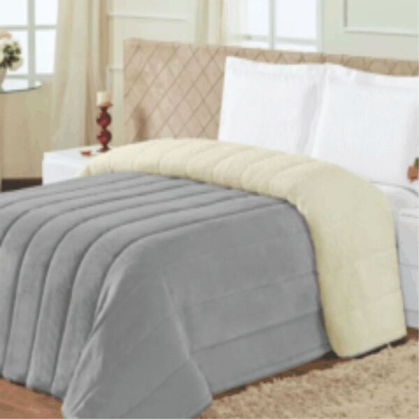 Edredom Rekynte Solteiro Dupla Face Sherpa Toque Lã Carneiro