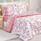 Edredom Rosê Floral Estampado King Size 200 Fios Dupla Face +