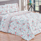 Edredom Rosê Queen Listras Dupla Face 2,50m X 2,40m + Jogo De