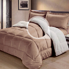 Edredom Sherpa 2 Em 1 Tipo Lã De Carneiro Casal Queen Bege An