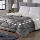 Edredom Sherpa Casal Queen Cinza Casa Dona