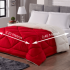Edredom Sherpa Dream Dupla Face Tamanho Queen Vermelho E Palh