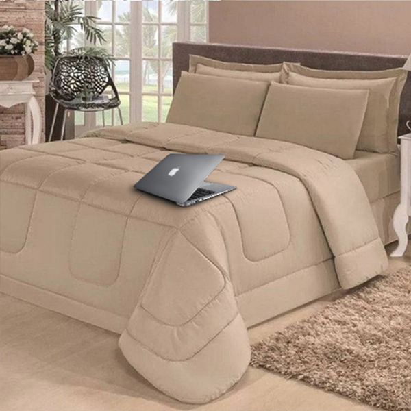 Edredom Soft Casal Queen Dupla Face 240x210cm Casen Bege