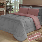 Edredom Soft Casal Queen Dupla Face Cotex 240x210cm Cinza E R