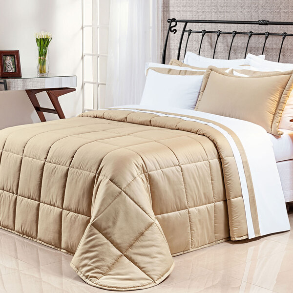 Edredom Solteiro 400 Fios Egípcio Dupla Face Cáqui 100% Algod