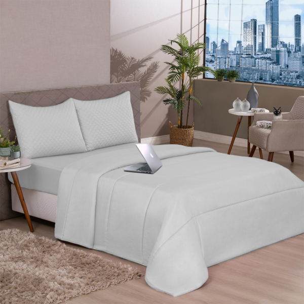 Edredom Solteiro Avulso Microfibra Liso Casen Branco