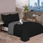 Edredom Solteiro Avulso Microfibra Liso Casen Preto E Cinza