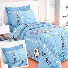 Edredom Solteiro Azul Sport Estampado Dupla Face + Jogo De Ca