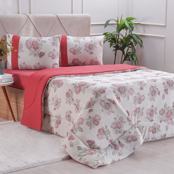 Edredom Solteiro Bella Cama Malha 125g/m² 100% Algodão 160x22