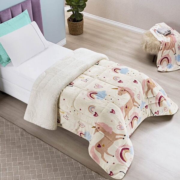 Edredom Solteiro Coberdrom Kids Sherpa/mantinha 1 Peça - Unic