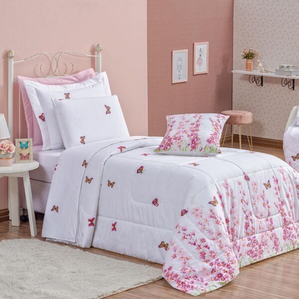 Edredom Solteiro Craft Percal 200 Fios 100% Algodão 3 Peças -