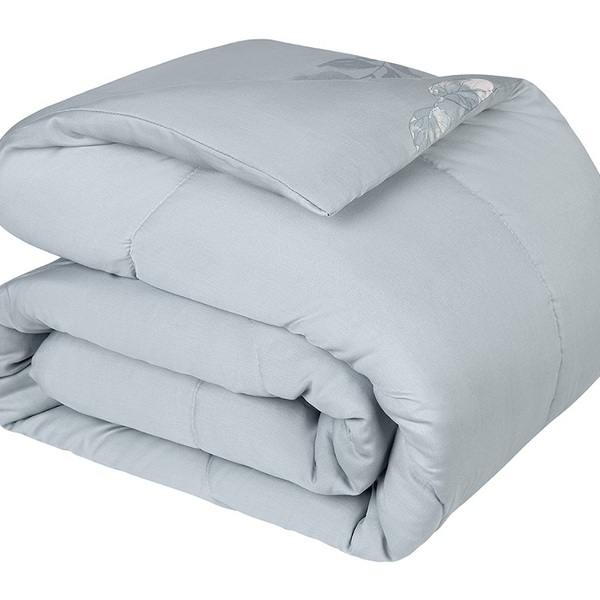 Edredom Solteiro Dupla Face Lepper Algodão Flora Cinza