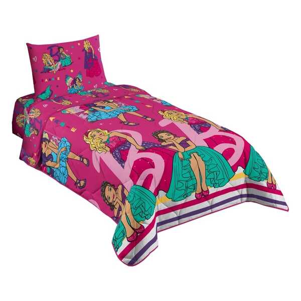 Edredom Solteiro Lepper Barbie Microfibra Dupla Face Estampad
