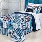 Edredom Solteiro Maica Micropercal 200 Fios 3 Peças - Azul