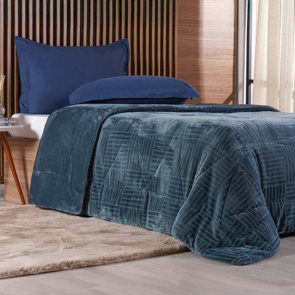 Edredom Solteiro Plush Sense Dupla Face 100% Poliéster 160x22