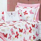 Edredom Solteiro Sarah Rosa Enxovais Aquarela 4 Peças