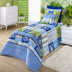 Edredom Solteiro Sport Azul Enxovais Aquarela 4 Peças
