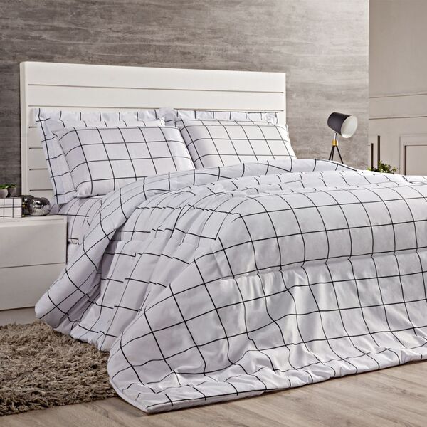 Edredom Styll Queen Dupla Face Quadriculado 02 Peças - 80% Al