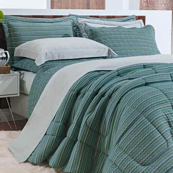 Edredom Super King Estampado 100% Algodão Malha Penteada 1 Pe