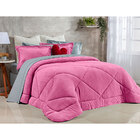 Edredom Tamanho King Rosa Soft Microfibra + Jogo De Lençol 40