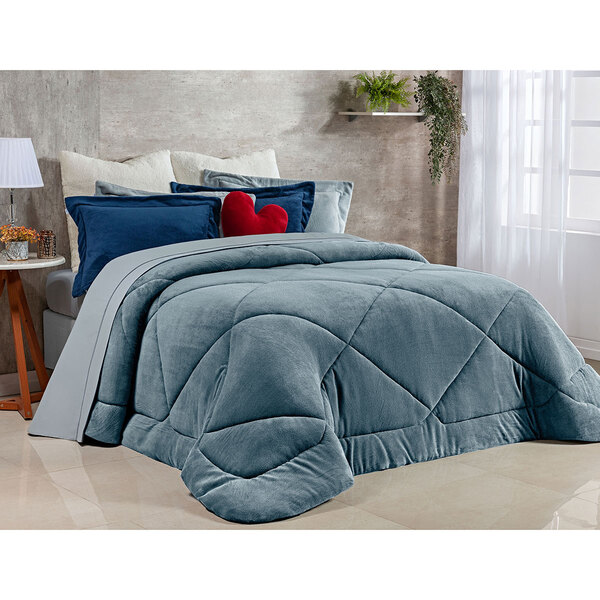 Edredom Tamanho King Size Cinza Soft Microfibra 2,80m X 2,70m