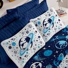 Edredom Tecebem Solteiro Malha Estampada Planetas Azul Marinho